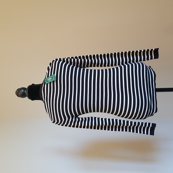 L.L. Bean Black and white stripe adult shirt - Picture 2 of 2